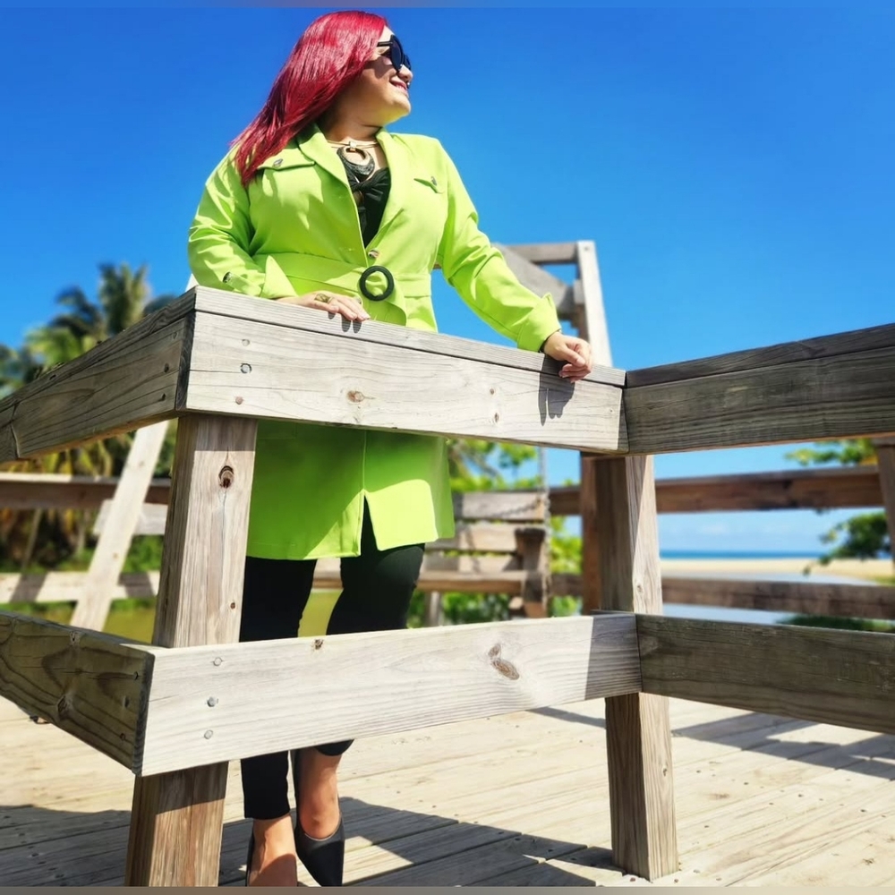 Bright Green Maxi Blazer Coat